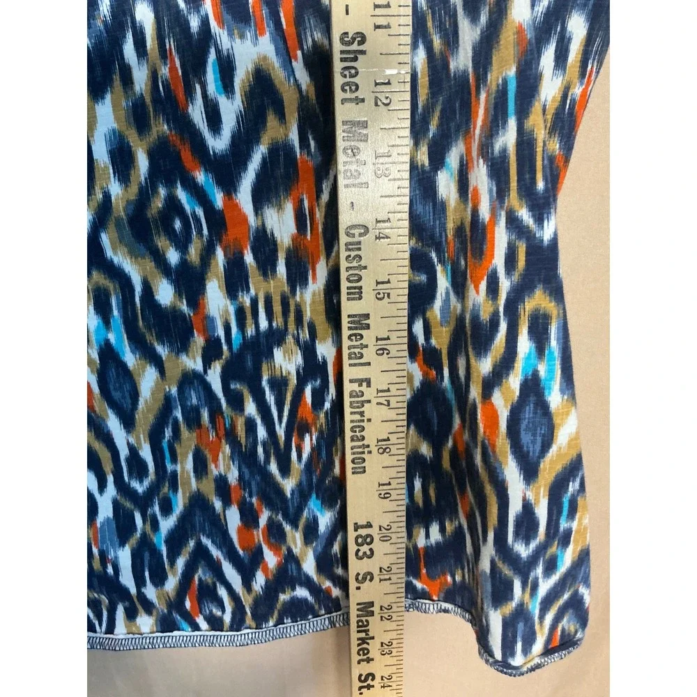 Denim & Company Tank Top Womens Large Blue Orange Ikat Scoop Neck Excellent